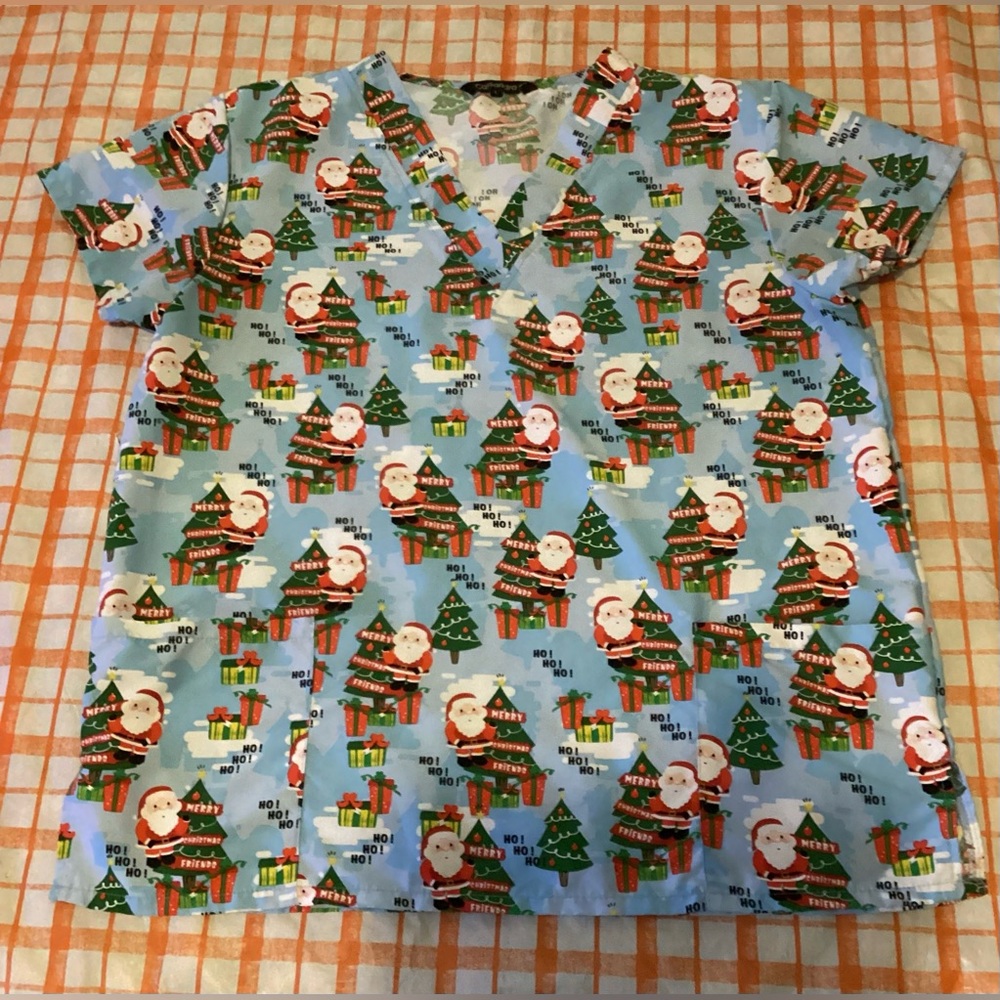 Cassandra O Christmas Scrub Top